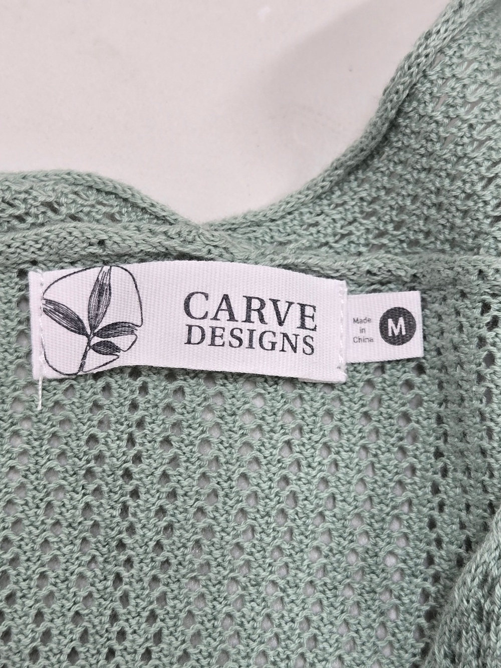 CARVE DESIGNS Organic Cotton Zella Mesh Pullover Sweater Green Women’s Medium - Picture 5 of 10